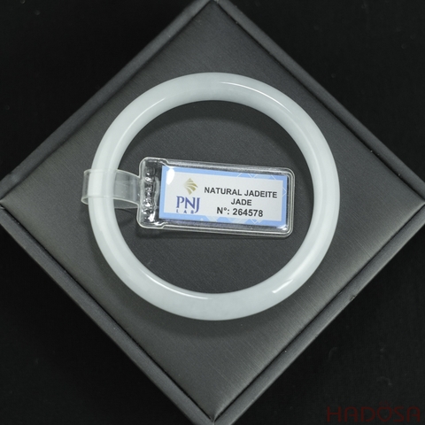 Vòng Ngọc Cẩm Thạch oval trắng trong vân xanh ni 53