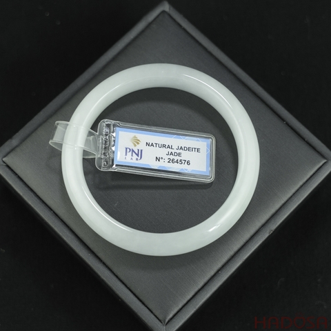 Vòng Ngọc Cẩm Thạch oval trắng trong vân xanh ni 54