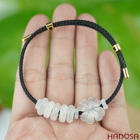 Vòng ngũ điếu đá mặt trăng mix cỏ 4 lá