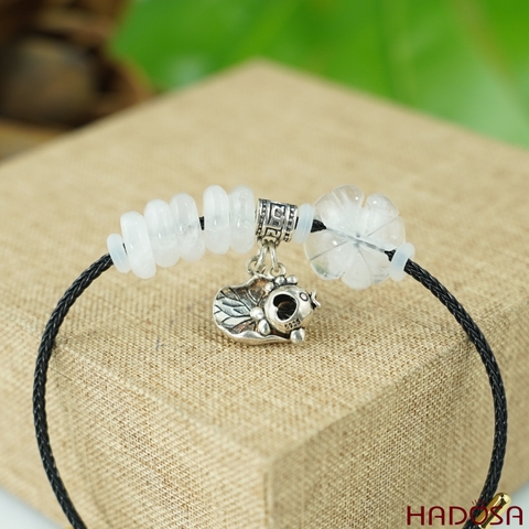 Vòng ngũ điếu đá mặt trăng mix cỏ 4 lá charm