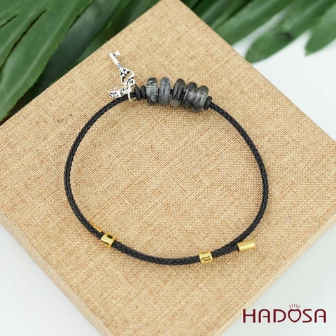 Vòng ngũ điếu thạch anh tóc đen mix charm chìa khóa