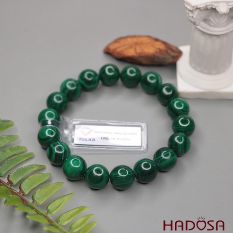 Vòng tay đá Lông Công  Malachite 11mm chuẩn 5A