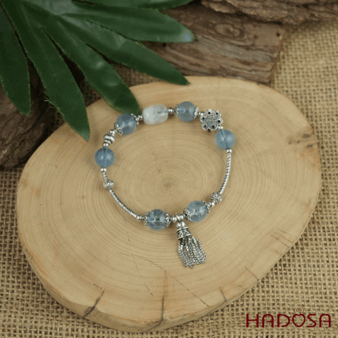 Vòng tay đá cho mệnh Thuỷ, Mộc mix charm bạc 925