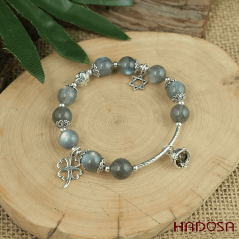 Vòng tay đá Xà Cừ 10mm cao cấp chuẩn 5A mix bạc 925