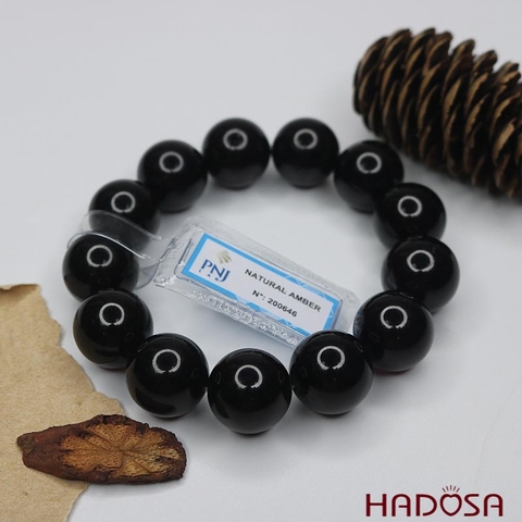 Vòng Hổ Phách Baltic Huyết đen 17mm