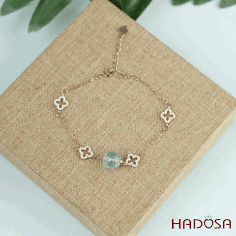 Lắc tay bạc mạ vàng hồng đính đá Topaz 9mm