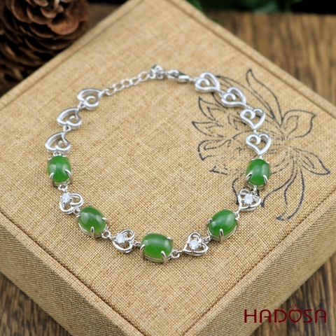 Lắc tay Ngọc Bích Canada (7*9mm) Bạc 925