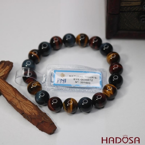 Vòng Thạch anh mắt hổ tam tài 10mm chuẩn 6A