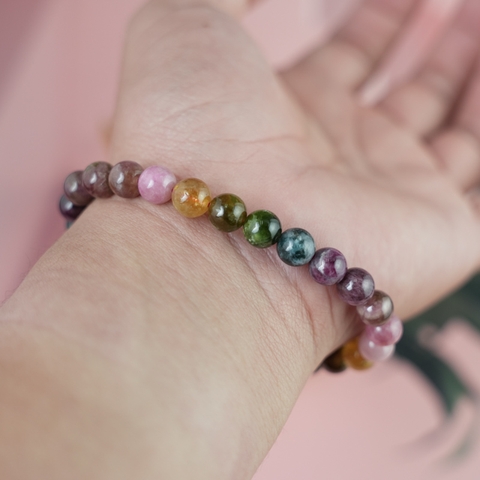 Vòng tay Tourmaline Hồng Lục Bảo 7mm chuẩn 3A