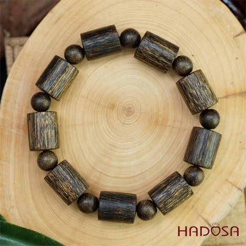 Vòng tay Trầm Hương hạt trụ cd 12x16mm