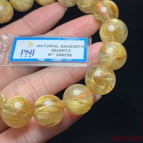 Vòng Thạch Anh tóc vàng 12mm cao cấp chuẩn 6A