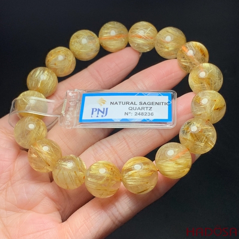 Vòng Thạch Anh tóc vàng 12mm cao cấp chuẩn 6A