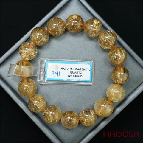 Vòng Thạch anh tóc vàng 13mm chuẩn 6A+