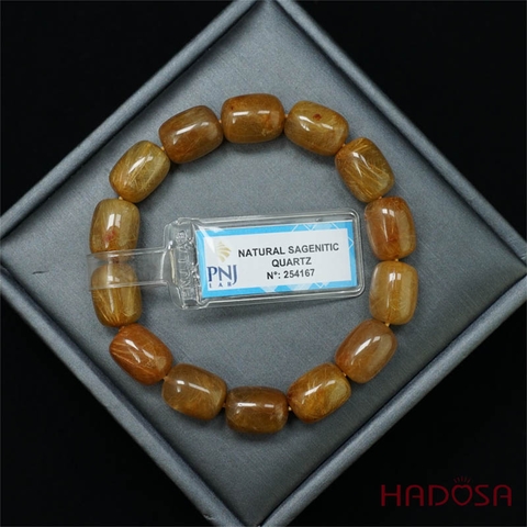 Vòng Thạch anh tóc vàng hạt trụ 9x12mm chuẩn 5A