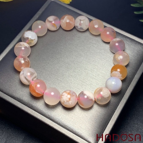 Vòng đá Mã Não hoa anh đào 10mm