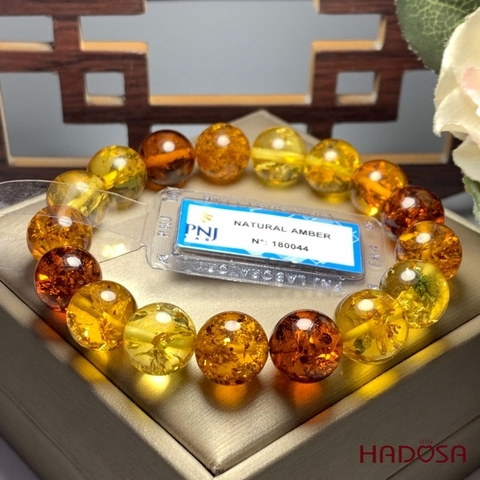 Vòng Hổ Phách tam tài cao cấp 10mm