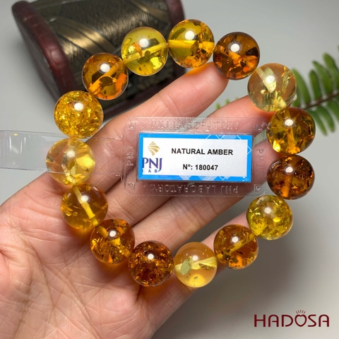 Vòng Hổ Phách màu hỗn hợp 14mm