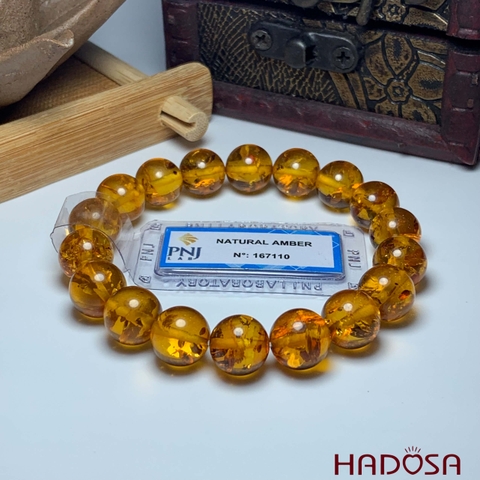 Vòng Hổ Phách Baltic cognac vàng 10mm đặc biệt cao cấp