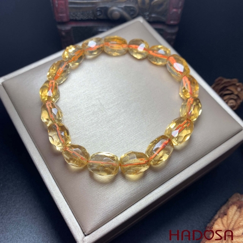 Vòng đá thạch anh vàng cắt giác hạt thuôn 8*11mm chuẩn 4A