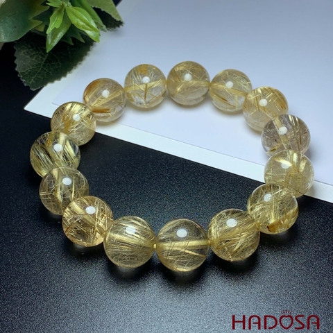Vòng thạch anh tóc vàng 13mm đặc biệt chuẩn 6A
