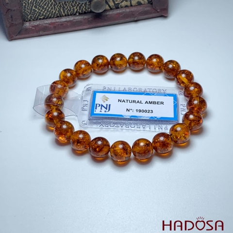 Vòng Hổ Phách Baltic nâu đỏ 08mm đặc biệt cao cấp