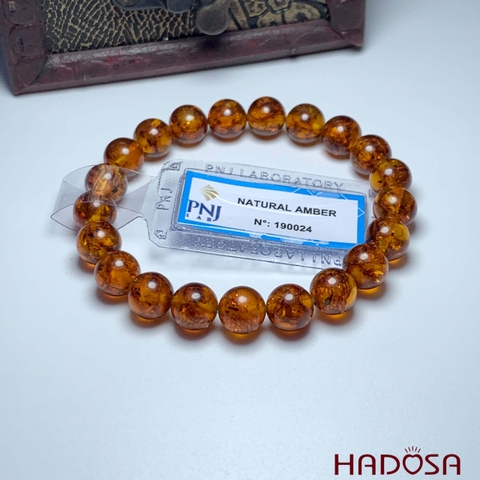 Vòng Hổ Phách Baltic nâu đỏ 08mm đặc biệt cao cấp