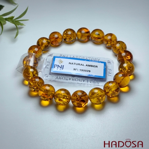 Hổ Phách Baltic cognac vàng đậm 10mm