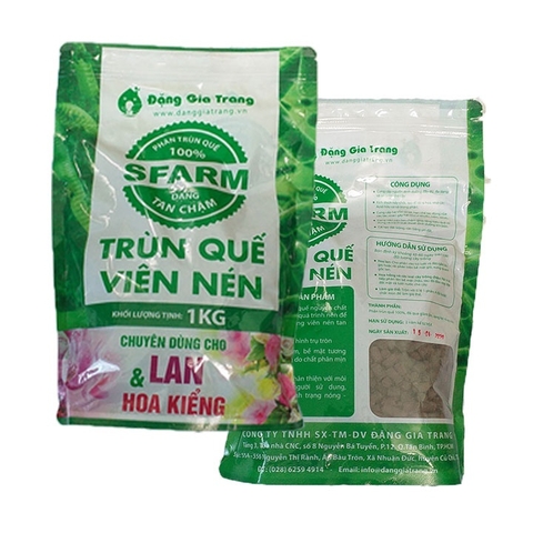 Phân trùn quế Sfarm viên nén tan chậm chuyên cho hoa kiểng, cây cảnh - 1kg