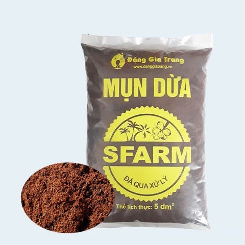 Giá thể mụn dừa đã qua xử lý Sfarm 5DM3 - Túi 1,5kg