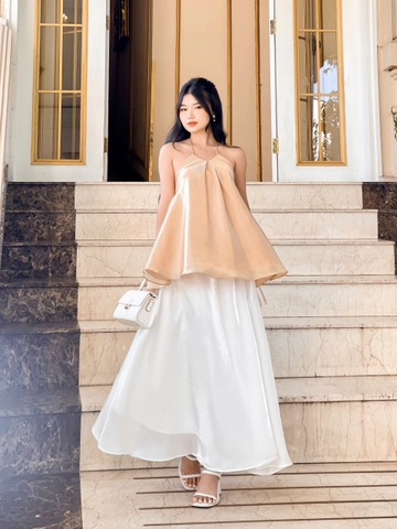 Đầm Dự Tiệc Body Trễ Vai Vải Tơ Organza Ánh Kim Xẻ Tà Nơ Eo, Váy Nữ Thiết  Kế Sang Trọng, Kiểu Xoắn Bèo Ngực | Shopee Việt Nam