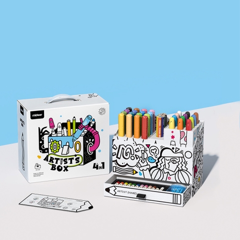 Bộ bút màu hữu cơ Mideer Arsist' Box 4 in 1 - kèm vở tô màu cho bé