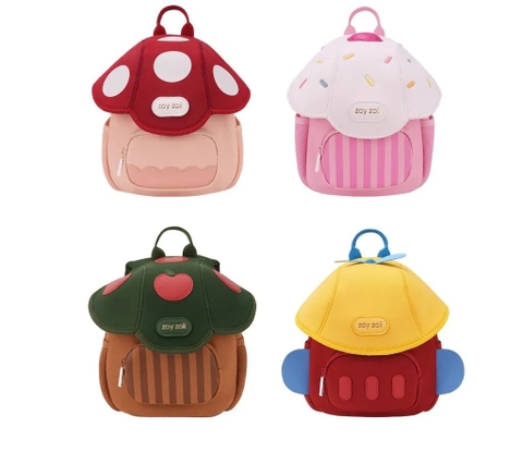 Balo Zoyzoii cho bé B50 Mushroom Series Backpack hình cây nấm cho bé, Cặp đi học cho bé 2 3 4 5 tuổi
