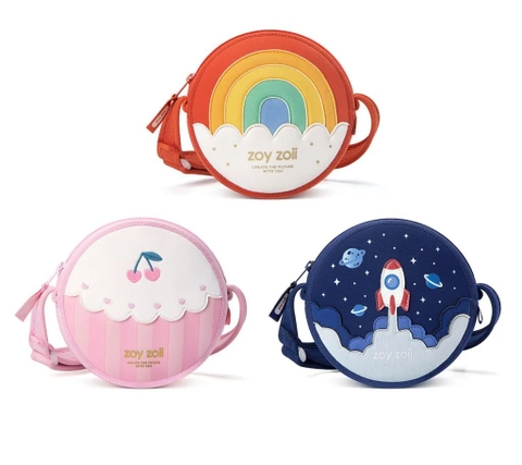 Túi đeo chéo bằng vải SBR cao cấp hình tròn cho bé chính hãng Zoyzoii Kid's Messenger Bag mã B29