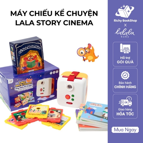 Máy Chiếu Kể Chuyện Cho Bé Lala Story Cinema - Đồ Chơi Âm Thanh Máy Chiếu Mini Kể Chuyện Song Ngữ Kèm Thẻ Sách Truyện
