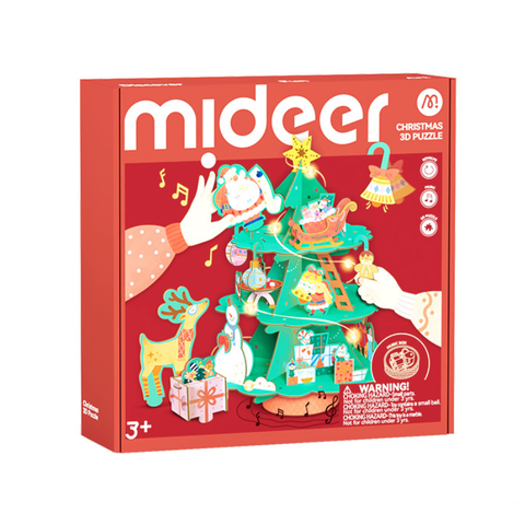 Xếp Hình Cây Thông Noel 3D Kèm Đèn Và Hộp Nhạc Phát Nhạc DIY Mideer: Quà Tặng Giáng Sinh Độc Đáo Cho Bé Yêu