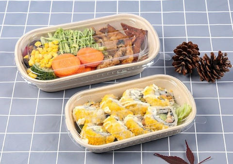 Hộp bã mía 1 ngăn kèm nắp nhựa PET 700ml