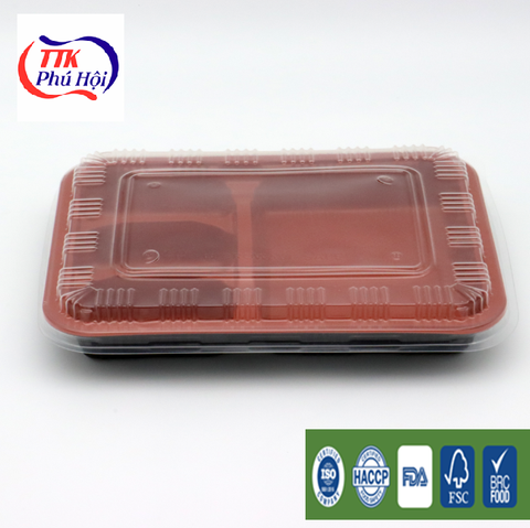 Hộp đựng cơm 4 ngăn đỏ đen cao cấp