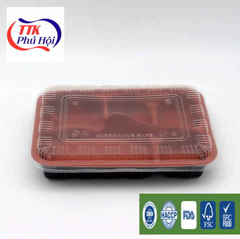 Hộp đựng cơm 5 ngăn đỏ đen cao cấp