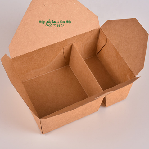Hộp Giấy Kraft 2 Ngăn 2000ml