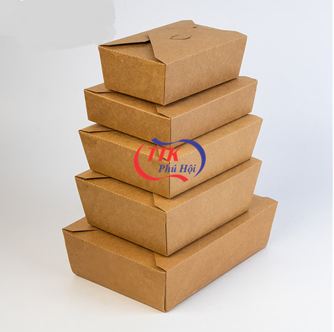 Hộp giấy kraft đựng thức ăn 800ml - nắp gài chéo