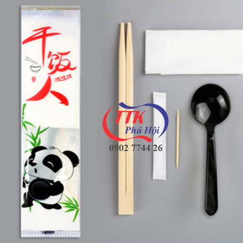 In túi đựng bộ muỗng đũa tăm giấy