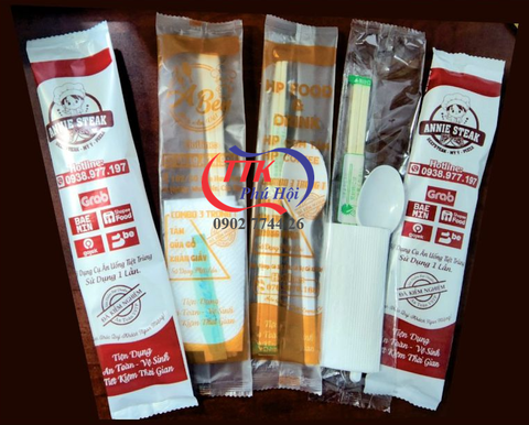 In bao combo muỗng đũa nhà hàng
