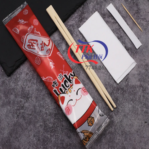 In túi combo đũa muỗng cho suất ăn công nghiệp