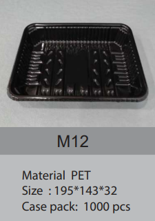 Khay nhựa đen đựng thịt cá M12
