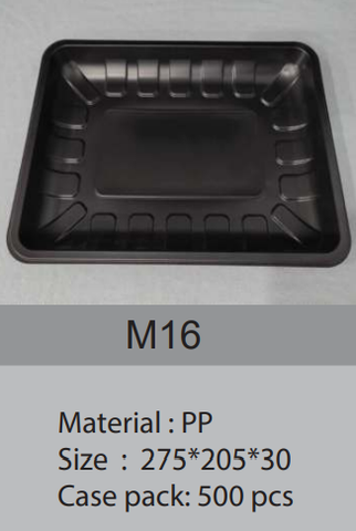 Khay nhựa đen đựng thịt gà M16