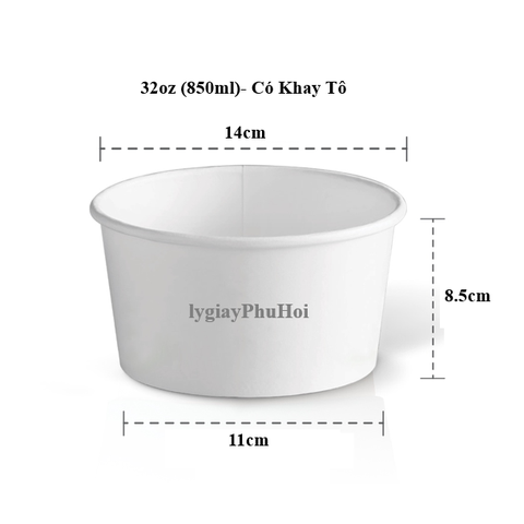 Tô Giấy 32oz (850ml) - Có Khay Tô 2 Tầng