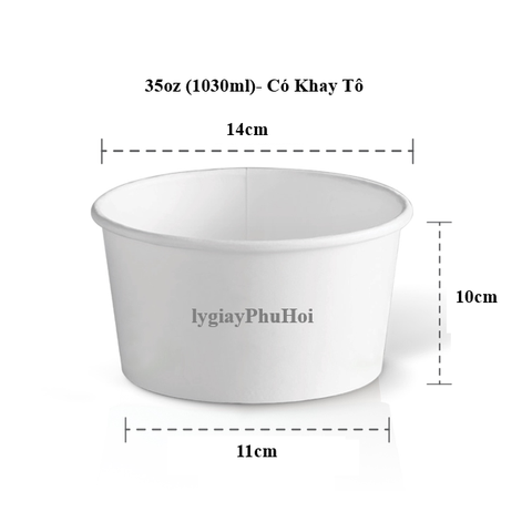 Tô giấy trắng 35oz (1030ml)- Có khay tô 2 tầng