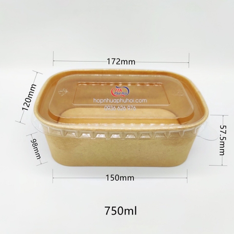 Hộp giấy Kraft 750ml hình chữ nhật( có nắp trong)
