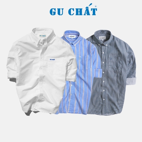 Áo Sơ Mi Nam Dài Tay GU CHẤT, Thiết Kế Túi Sang Trọng, Vải Cotton Chuẩn Xuất Xịn - GUSGC03