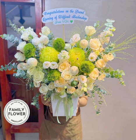 Lẵng hoa xanh lá tặng khai trương ở Hà Nội ! Hoa khai trương Hà Nội